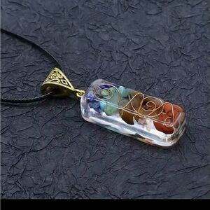 Colorful necklace Natural Resin Pendants Chakra Crystal Agate Stone Jewelry